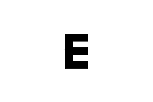 Bold Black 'E' on White Background