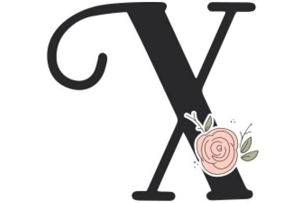 Stylized Letter X with a Pink Flower