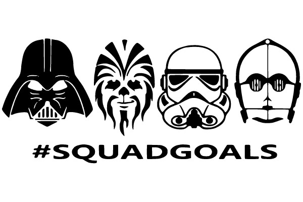 A Collection of Iconic Star Wars Characters and the Hashtag #SQUADGOALS