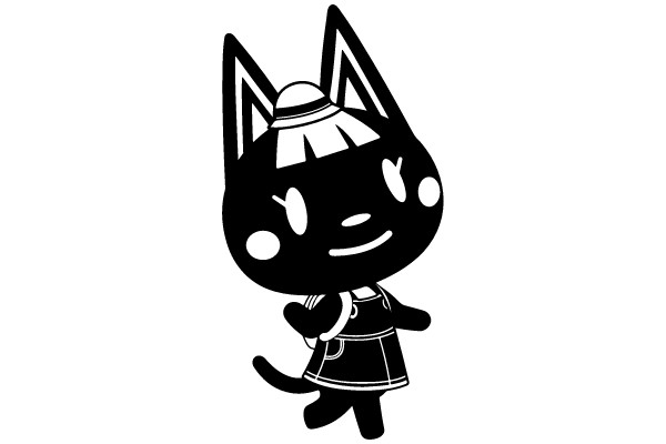 Whimsical Cat in Cap and Dress