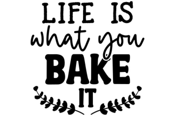 A Quotable Affirmation Poster: 'Life Is What You Bake It' with a Border of Leaf Designs