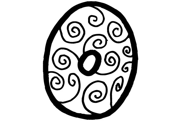 Swirling Elegance: A Monochrome Oval Design
