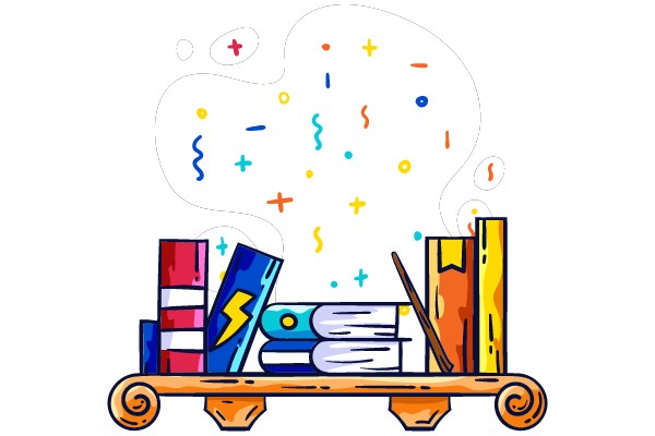 Colorful Bookshelf Celebration