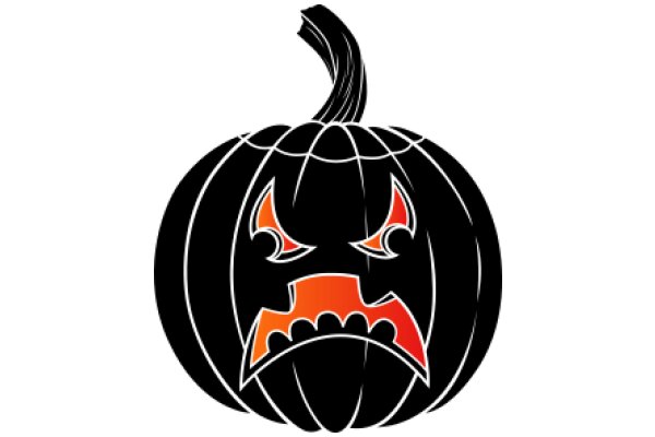 Halloween-themed logo with a pumpkin and a bat, set against a white background.
