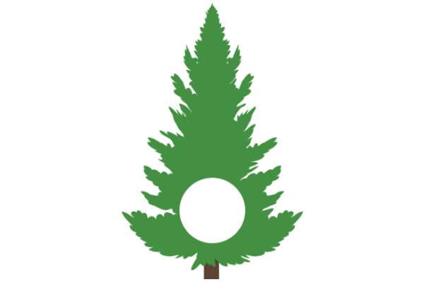 A Simplistic, Stylized Tree Icon with a White Circle in the Center