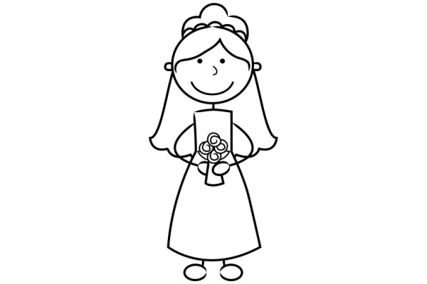 A Warm Welcome: A Cartoon Character with a Smile and a Bouquet of Flowers