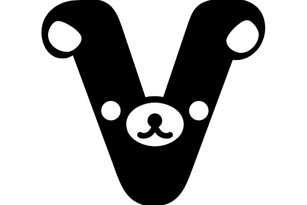 Cute Bear Face Alphabet Letter V