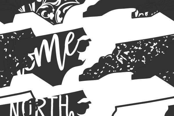 North Carolina State Shapes and Text
