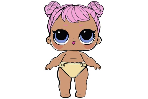 A Pink-Haired Character in a Yellow Diaper
