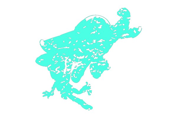 Abstract Cyan Silhouette of a Seashell