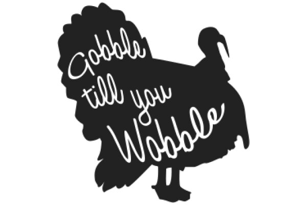 A Silhouette of a Turkey with the Phrase 'Gobble Till You Wobble' Written on It