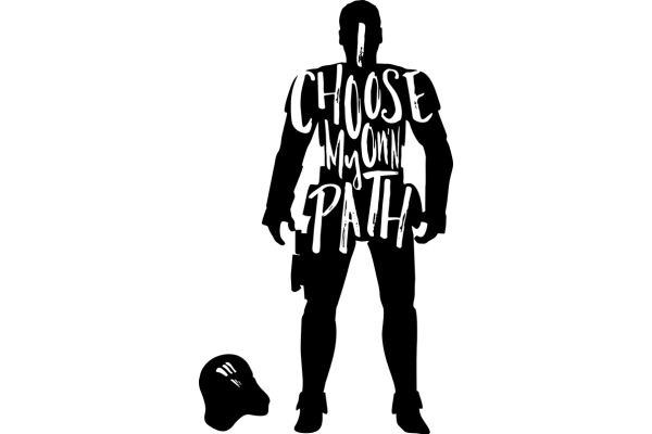 Choose Your Own Path: A Silhouette of a Person with a Helmet and a Sign