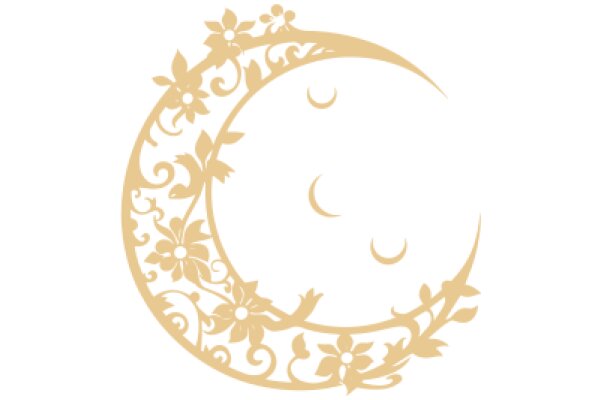 Golden Crescent Moon with Floral Border