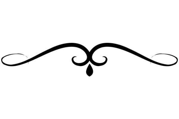 Stylized Black Swirl Design on White Background