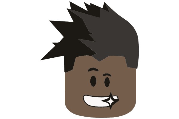 Stylized Cartoon Character with Spiky Black Hair