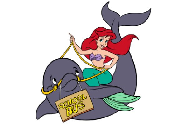 A Whimsical School Bus Adventure with Ariel and Her Whale Companion