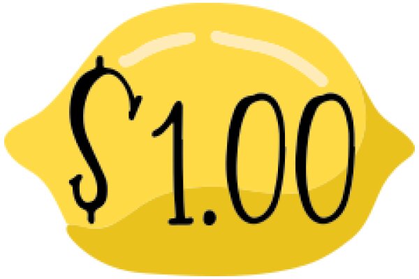 A Digital Illustration of a Yellow Lemon with the Price '1.00' in Black Text