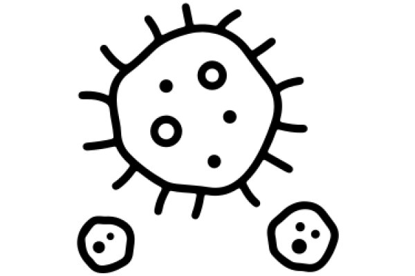 Simplistic Line Drawing of a Spiky Cell with Two Circles