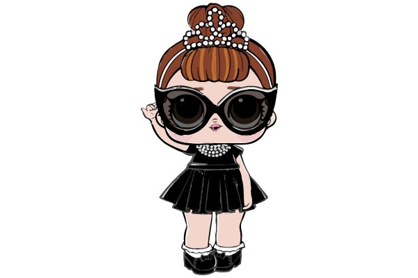 Fashionable Chibi Character with Accessories