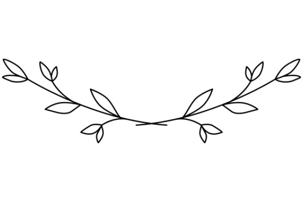 Simplicity in Design: A Line Drawing of a Branch with Leaves