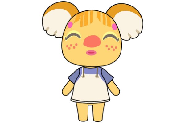 A Cute Cartoon Character: A Yellow Bunny with Pink Dots and a Blue Apron.