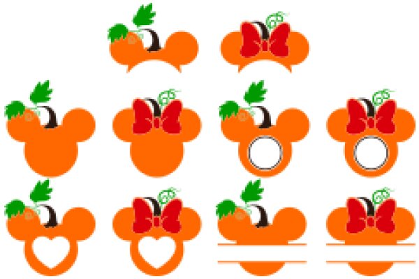 A Collection of Orange Fruit with Green Leaves and Red Butterflies