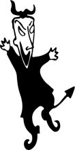 A Silhouette of a Mischievous Character with a Tail, Set Against a White Background.