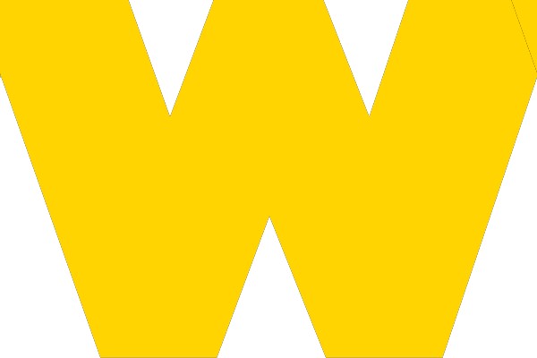 Yellow Letter W on Black Background