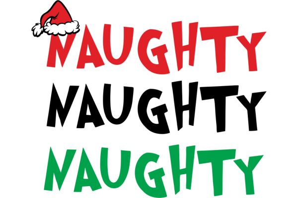 Santa's Festive Greeting: 'Naughty Naughty Naughty' in a Playful, Holiday-Themed Font