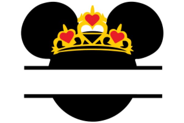 A Simplistic Logo of Mickey Mouse's Head with a Crown and Heart Symbols