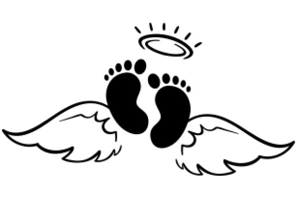A Playful Illustration of a Footprint and Angel Wings