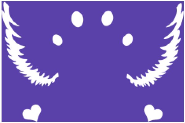Whimsical Artwork: A Purple Backdrop with White Silhouettes of a Dragon and Hearts
