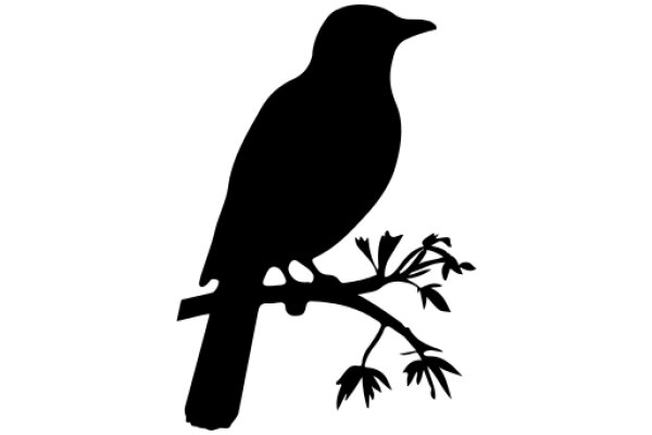Silhouette of a Bird Perched on a Branch