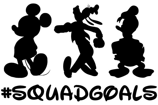 Disney Characters Silhouette with #SquadGoals Hashtag