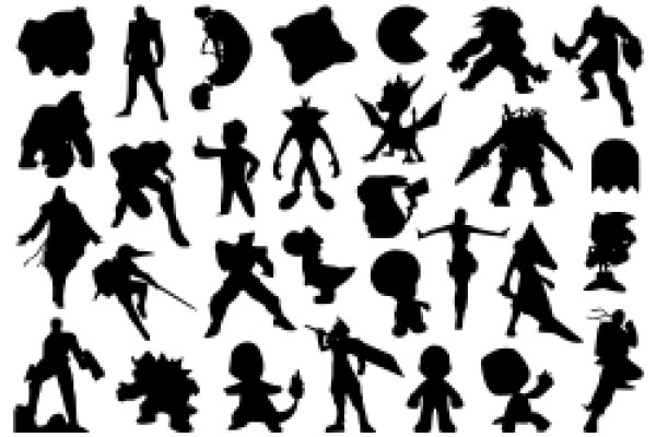 A Collection of Silhouetted Characters from Video Games and Anime