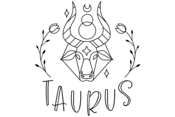 Taurus Zodiac Sign Illustration with Floral Accents
