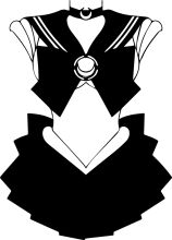 Stylized Black and White Illustration of a Character with a Sailor Moon-Inspired Outfit