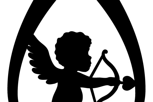 Silhouette of Cupid with Bow and Arrow