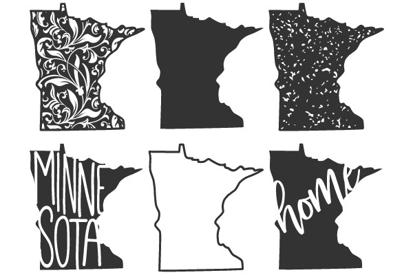 Artistic State Silhouettes of Minnesota with Inclusive Text