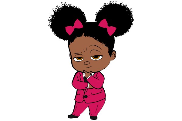 Thoughtful Fashionista: A Stylish Cartoon Character