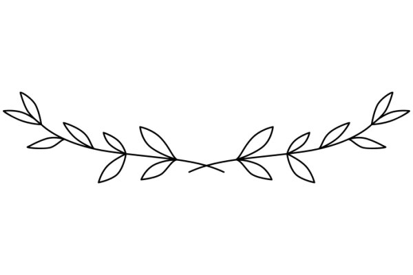 Simplistic Line Art of a Leafy Branch