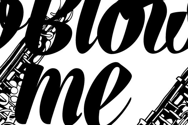 Saxophone with the text