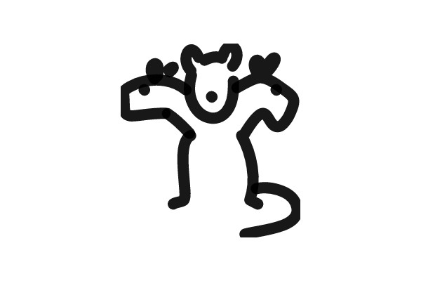 A Playful Drawing of a Monkey with a Tail