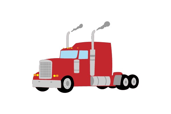 Red Semi Truck in Motion