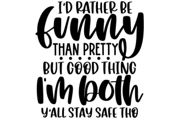 Humorous Quote on Staying Safe: 'I'd Rather Be Funny Than Pretty But Good Thing I'm Both, Y'all Stay Safe Tho'