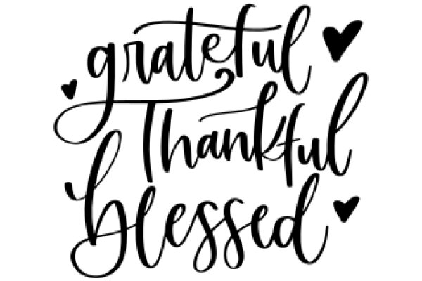 Hand-Drawn Quotation: 'Grateful, Thankful, Blessed'