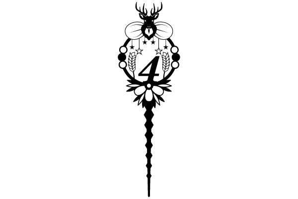 Stylized Number Four with a Nature-Inspired Design