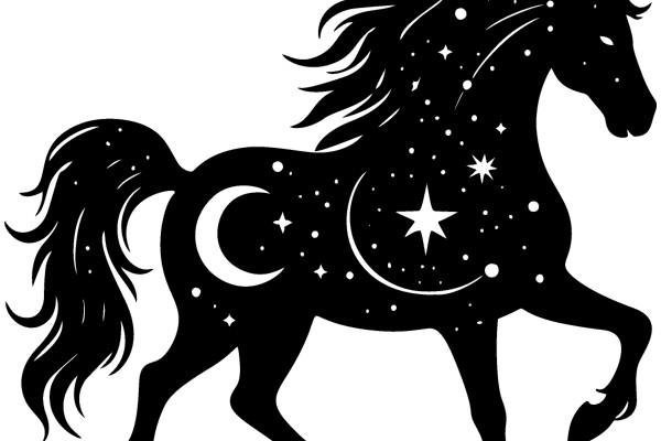 Stellar Silhouette: A Nighttime Equestrian Adventure