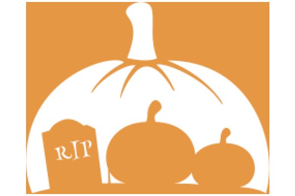 A Silhouette of a Pumpkin with a Grave and Two Squash, Set Against an Orange Background.