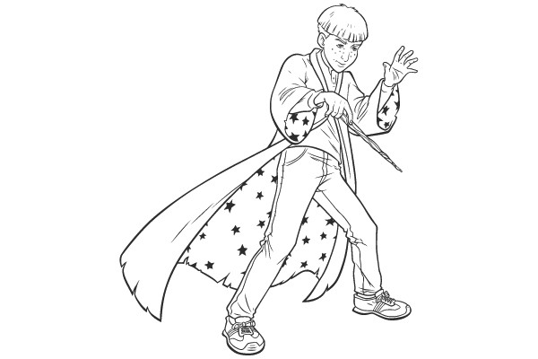 Starlight Stride: A Dynamic Line Drawing